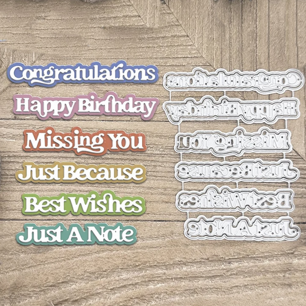 Montie's Craft Supplies Cutting Die Set - Wording Set of 6