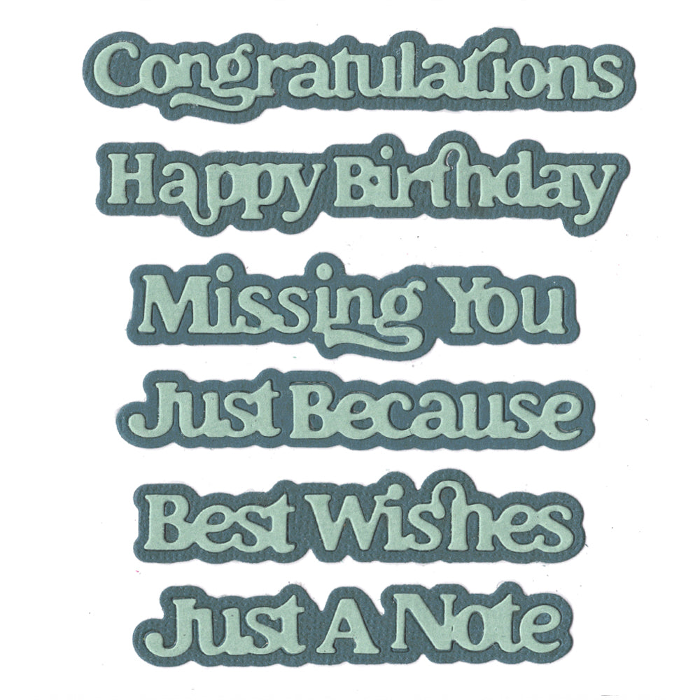 Montie's Craft Supplies Cutting Die Set - Wording Set of 6