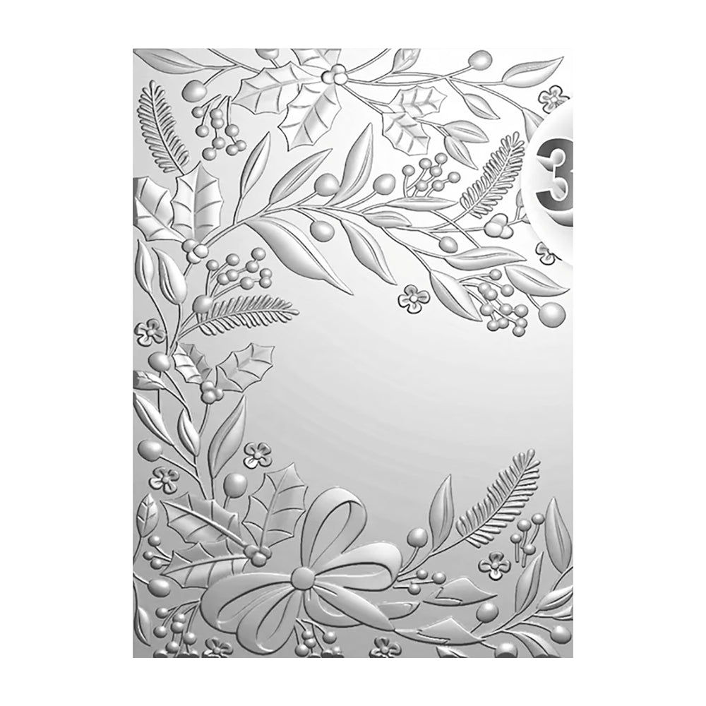 Montie's Craft Supplies 3D Embossing Folder - Christmas Foliage