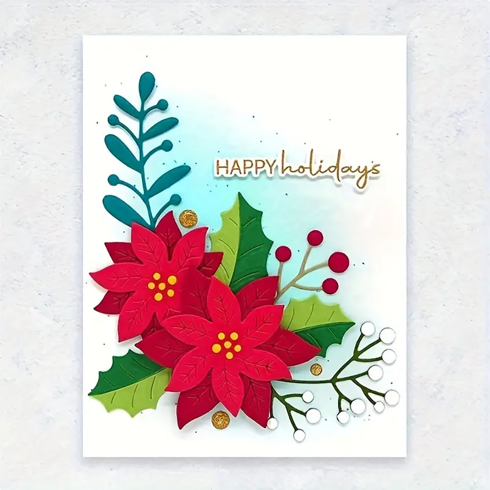 Montie's Craft Supplies Cutting Die - Poinsettia & Holly