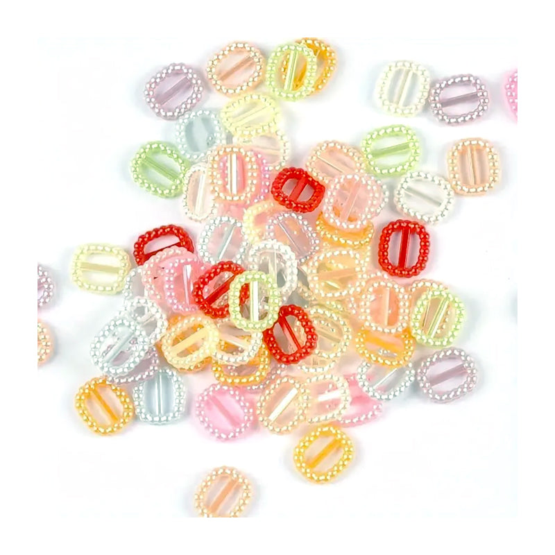 Montie's Craft Supplies - Ribbon Buckles Pearl Mixed