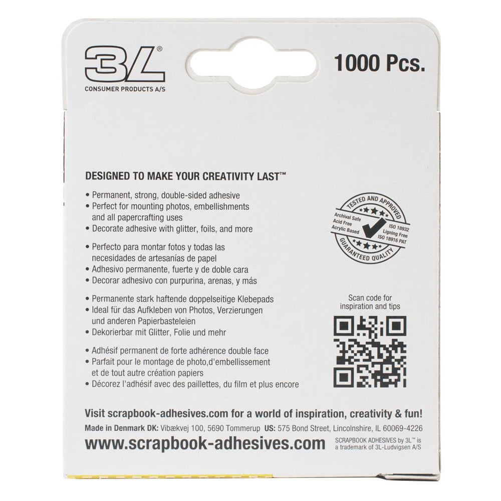 3L Adhesive Mounting Squares - 1000 pcs