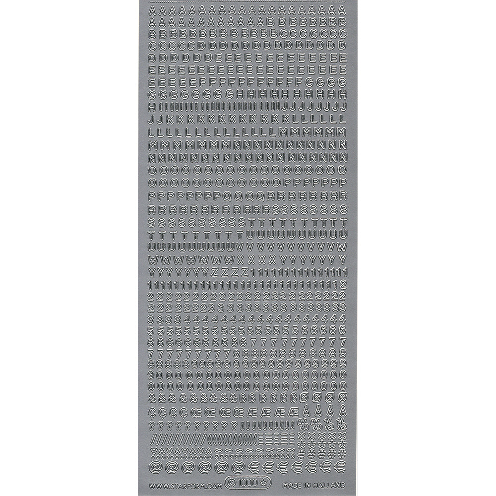 PeelCraft Stickers - Alphabet & Numbers - Tiny Plain Font PC1000