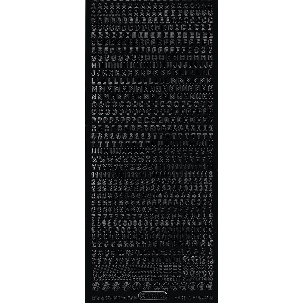 PeelCraft Stickers - Alphabet & Numbers - Tiny Plain Font PC1000