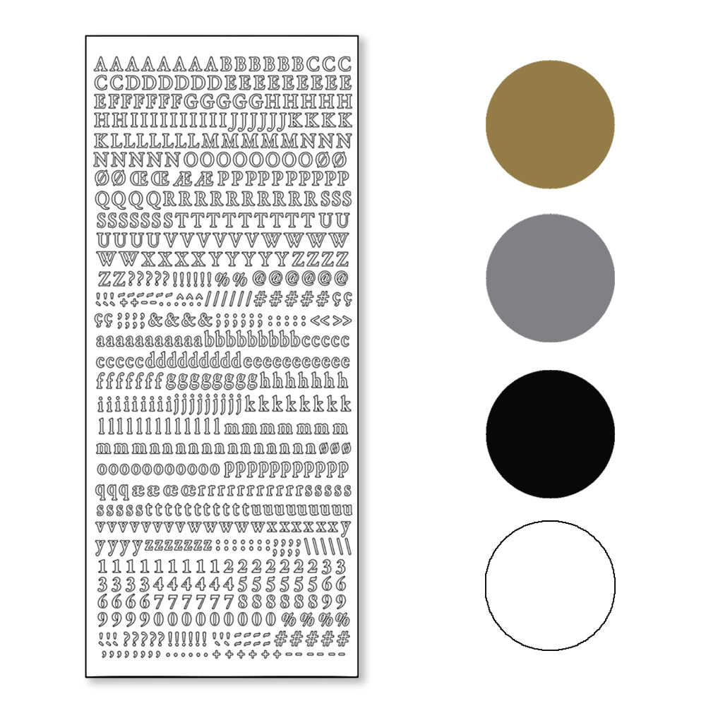 PeelCraft Stickers - Alphabet & Numbers - Small Serif Font PC1847