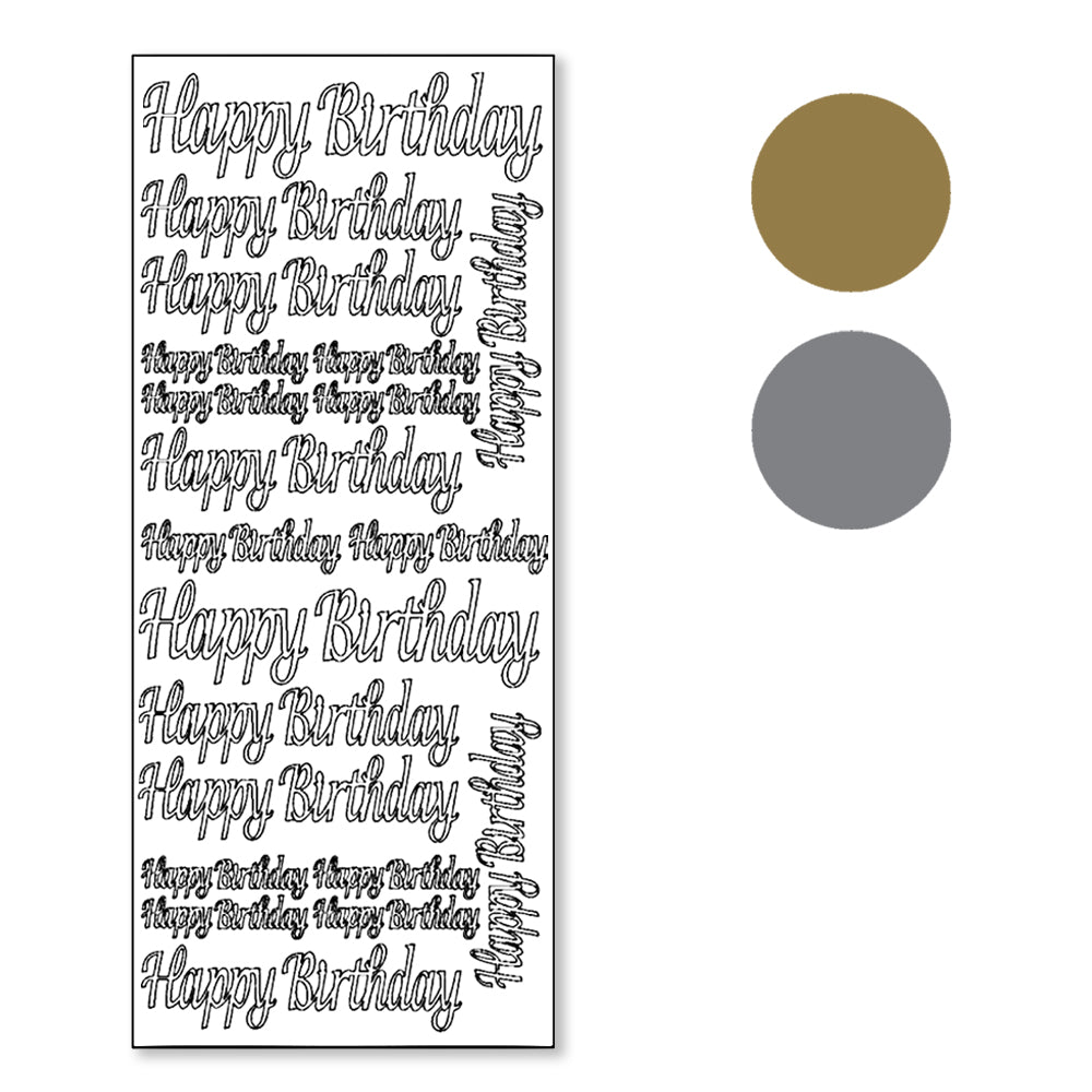 PeelCraft Stickers - Birthday Wording - Happy Birthday Calligraphy - Mixed Sizes PC2694