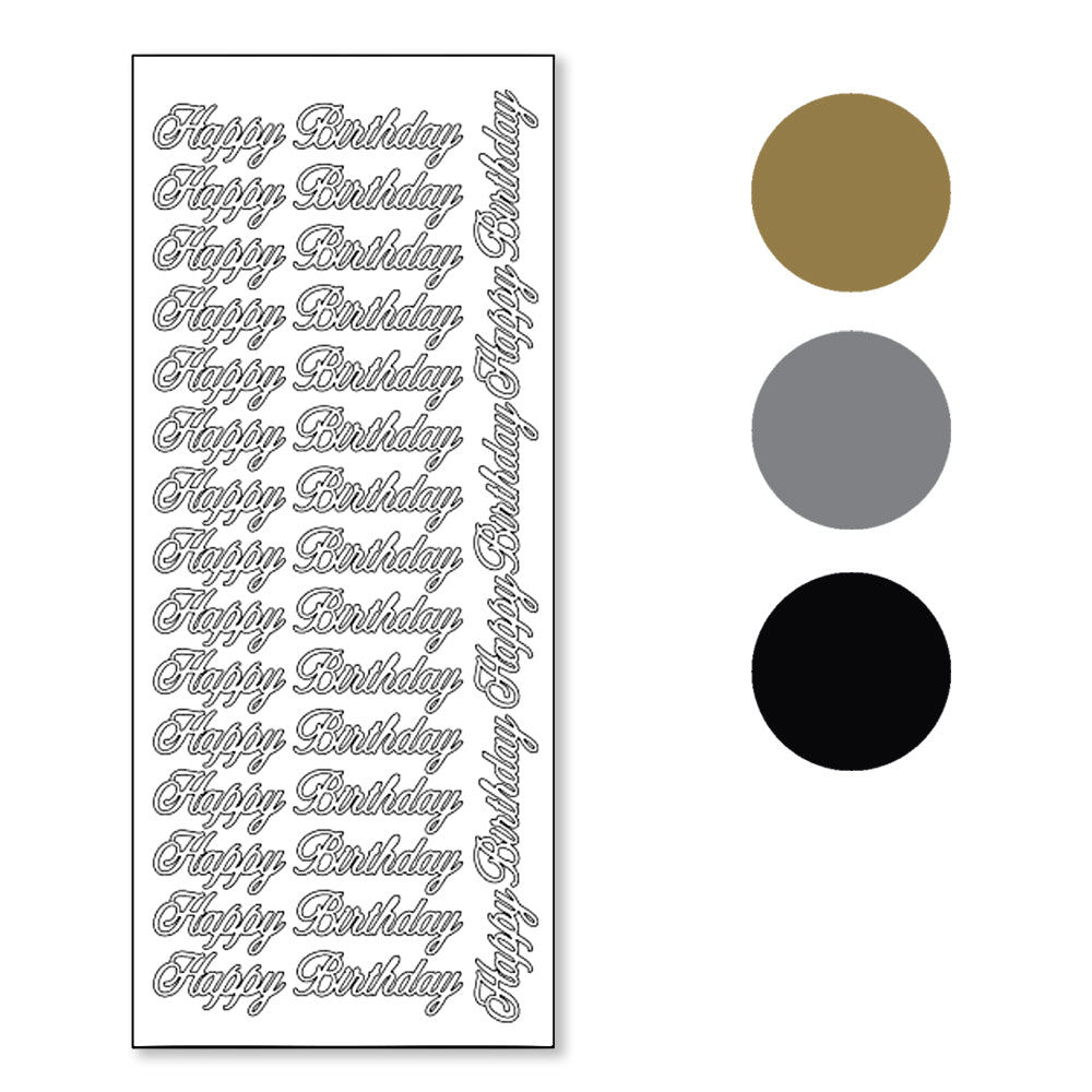 PeelCraft Stickers - Birthday Wording - Happy Birthday Curly Script PC2774