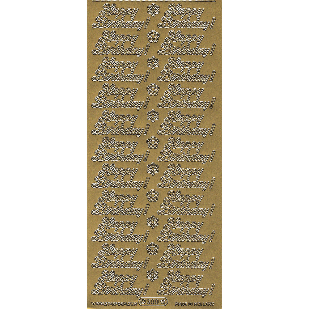 PeelCraft Stickers - Birthday Wording - Happy Birthday with Flowers PC300