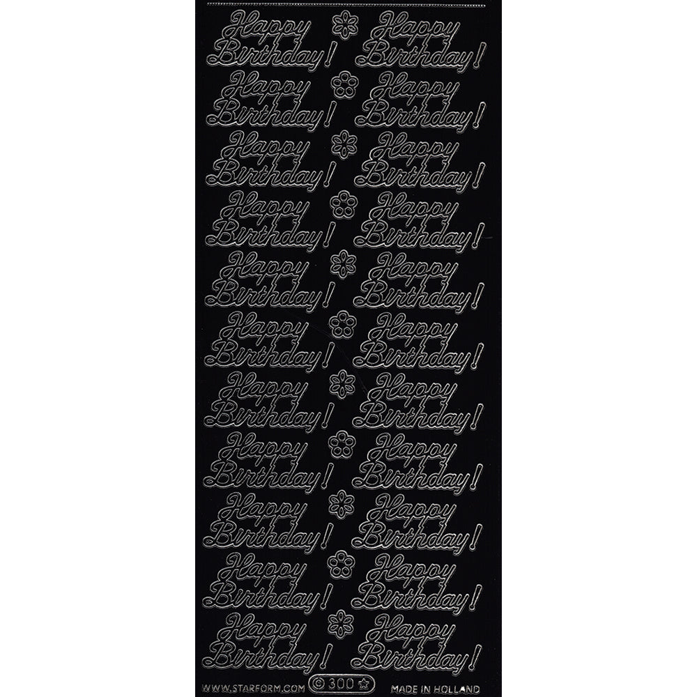 PeelCraft Stickers - Birthday Wording - Happy Birthday with Flowers PC300