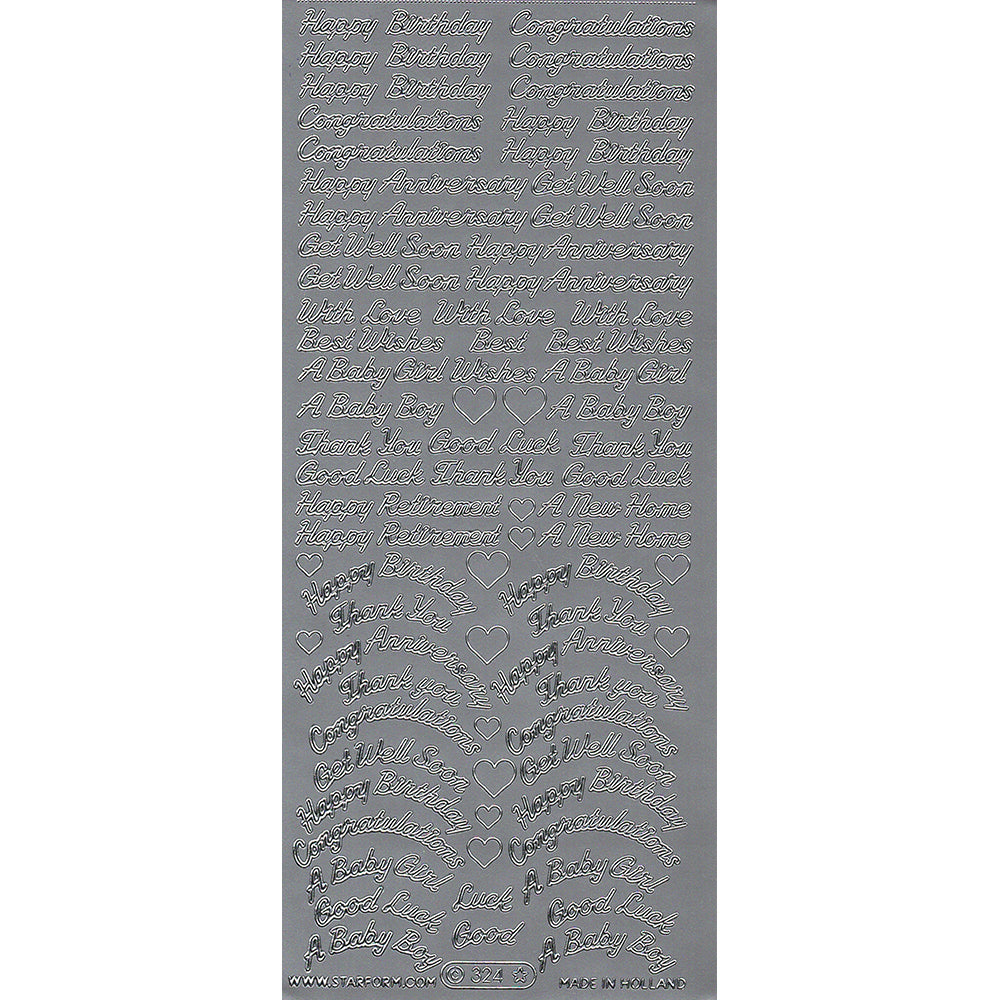 PeelCraft Stickers - Wording -  Mini Script Greetings PC324