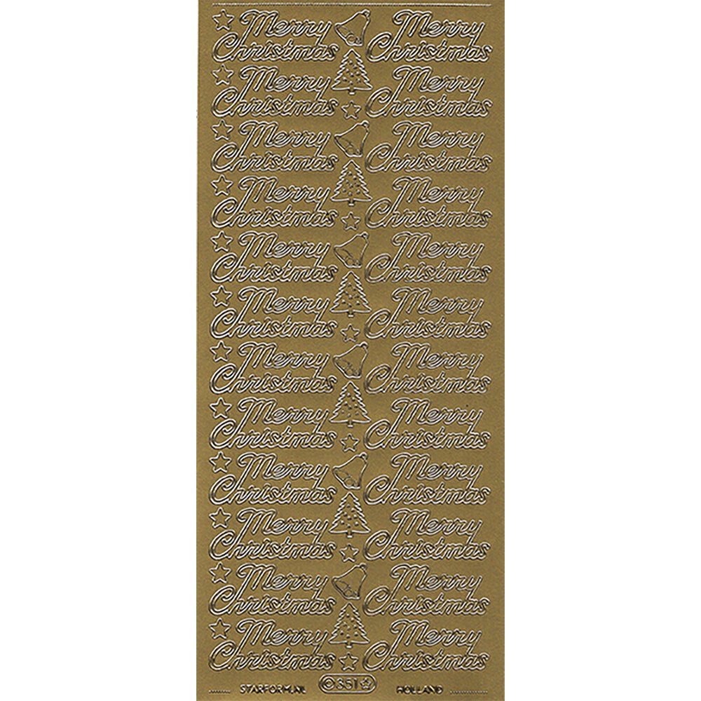 PeelCraft Stickers - Christmas Wording - Merry Christmas with Bells and Trees PC351