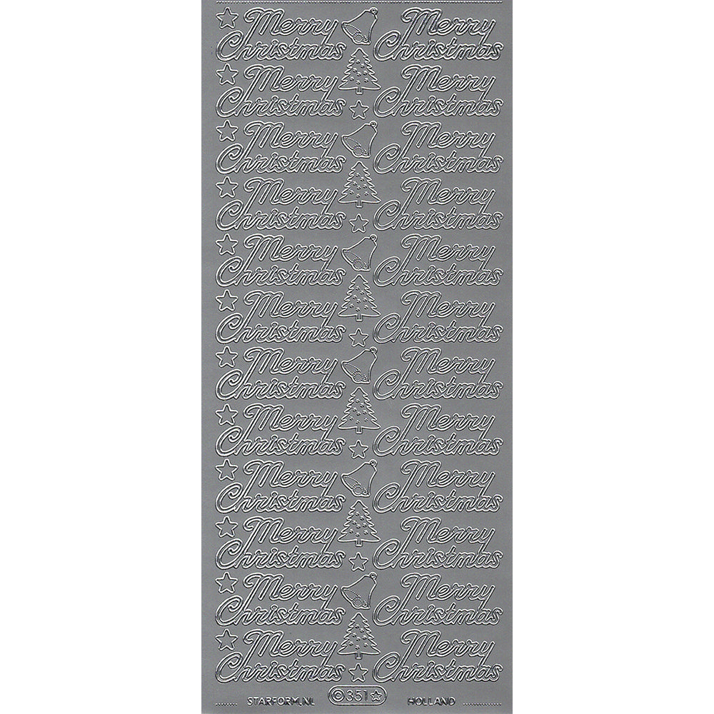 PeelCraft Stickers - Christmas Wording - Merry Christmas with Bells and Trees PC351