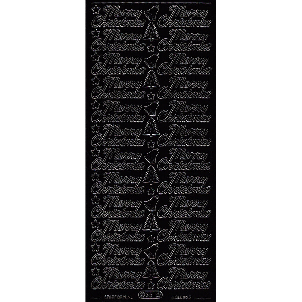 PeelCraft Stickers - Christmas Wording - Merry Christmas with Bells and Trees PC351