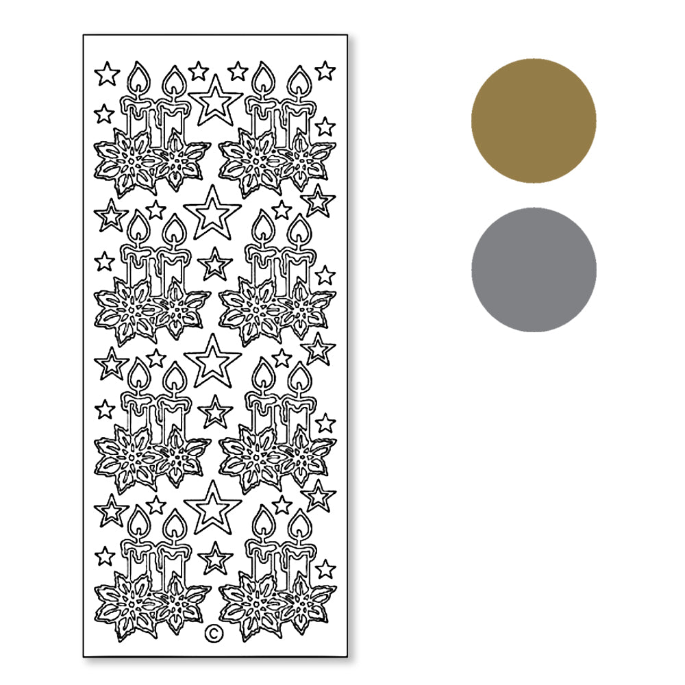 PeelCraft Stickers - Christmas Candles and Stars PC862