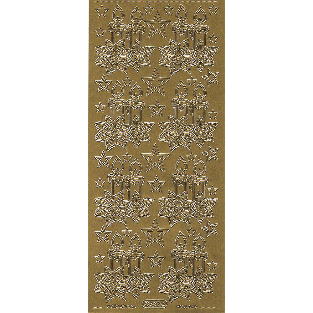 PeelCraft Stickers - Christmas Candles and Stars PC862