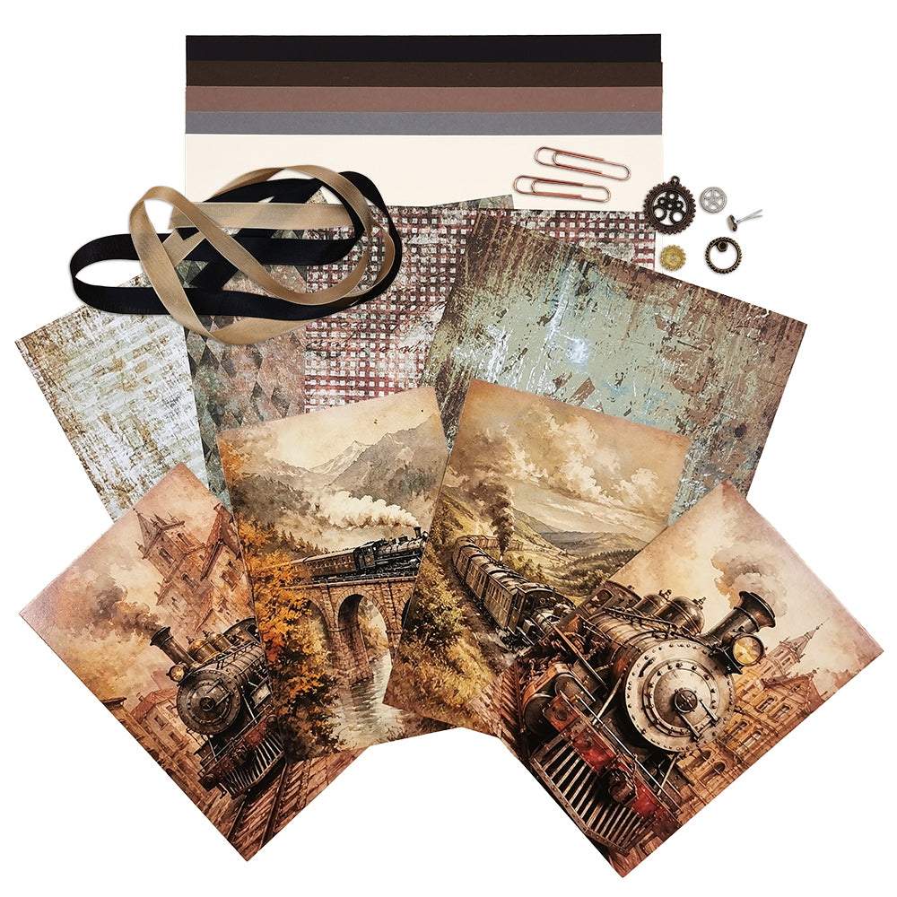 Pretty Paper Card Kit - Vintage Trains