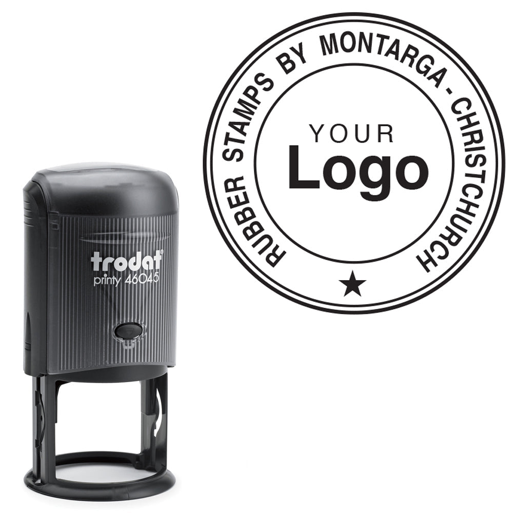 Round Seal - Self Inking Stamp - Long title + Logo - 4645