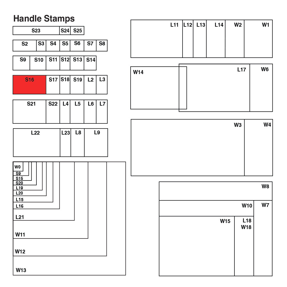 S16 Vue Stamp - Custom Handle Stamp 20 x 35mm