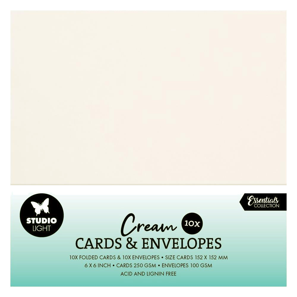 Studio Light - Cards + Envelopes Pack of 10 - Square Cream