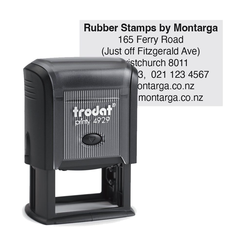 Trodat 4929 - Custom Self Inking Rubber Stamp Front View30 x 50mm size