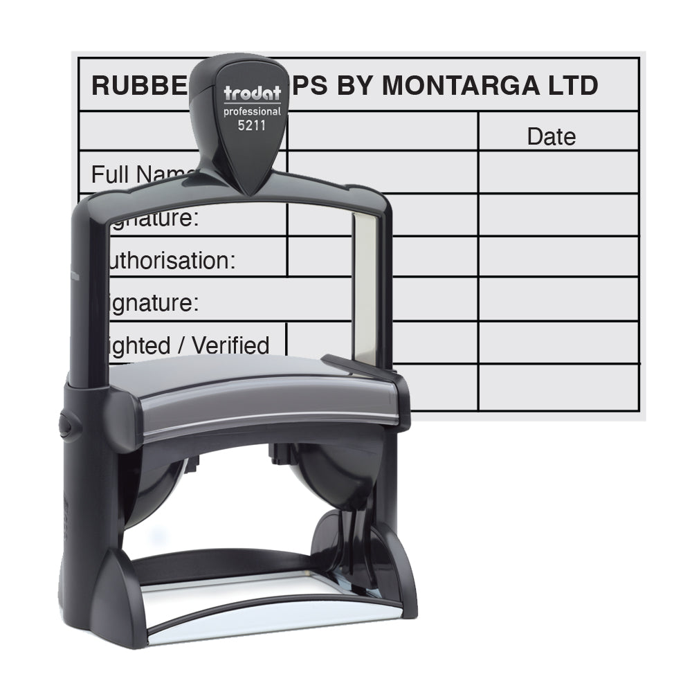 Trodat Professional 5211 - Custom Self Inking Rubber Stamp Front view 55 x 85mm size
