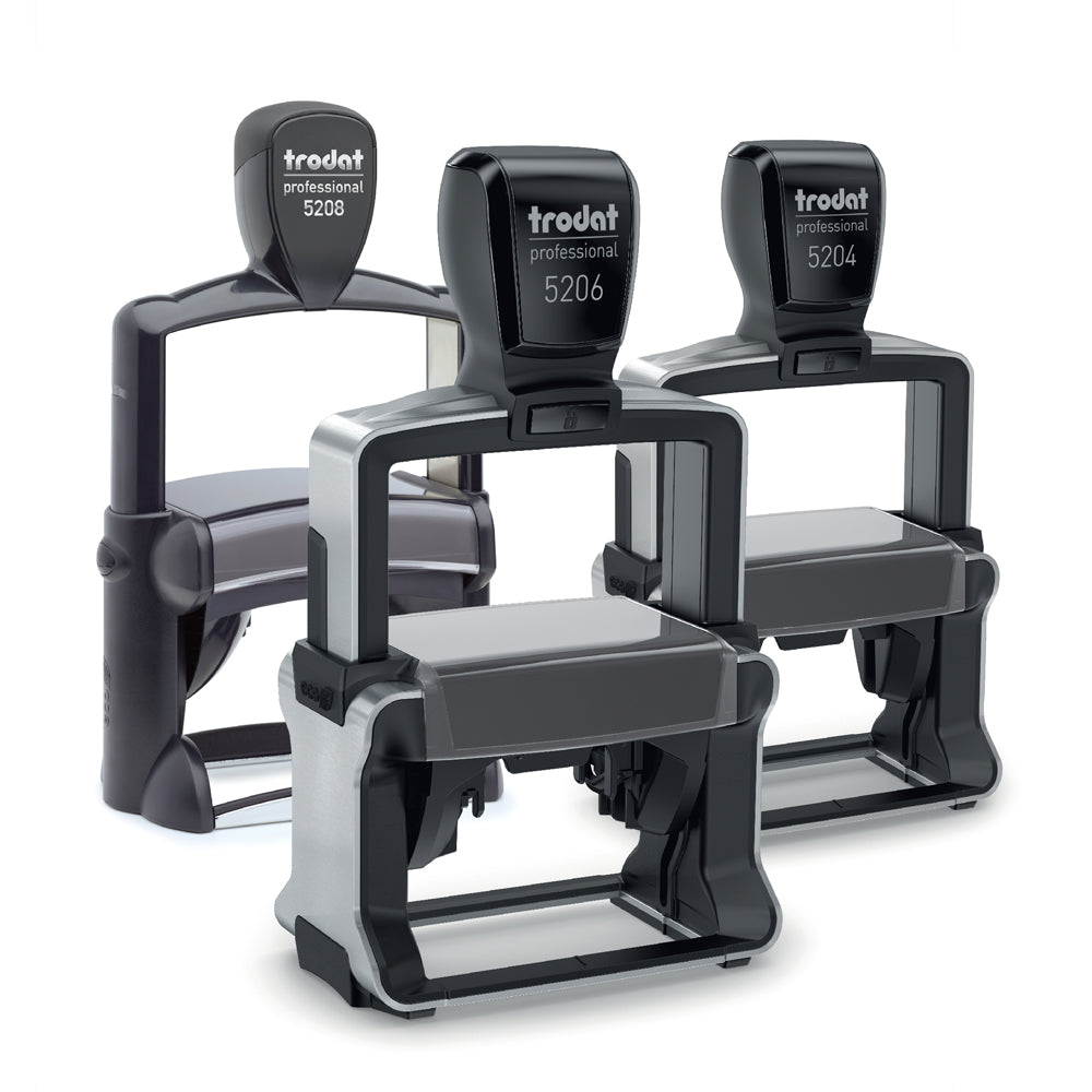 Group of Trodat Professional Custom Self Inking Rubber Stamps front view