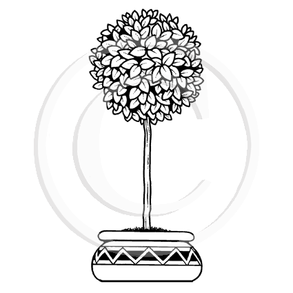 0634 FF - Topiary Tree Rubber Stamp