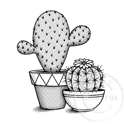 0936 G - Cactus in Pots Rubber Stamp