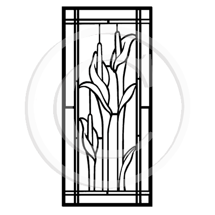 2264 FF - Lilies Window Rubber Stamp