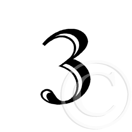 Small 2533 A - Number Three Rubber Stamp