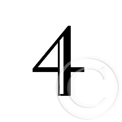 Small 2534 A - Number Four Rubber Stamp