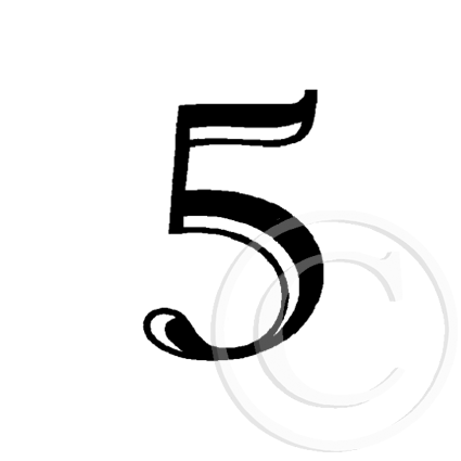 Small 2535 A - Number Five Rubber Stamp