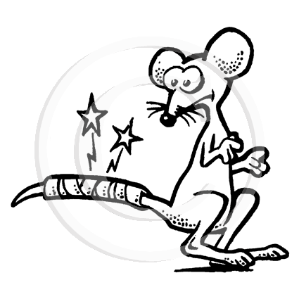 2814 F - Sick Mouse Rubber Stamp