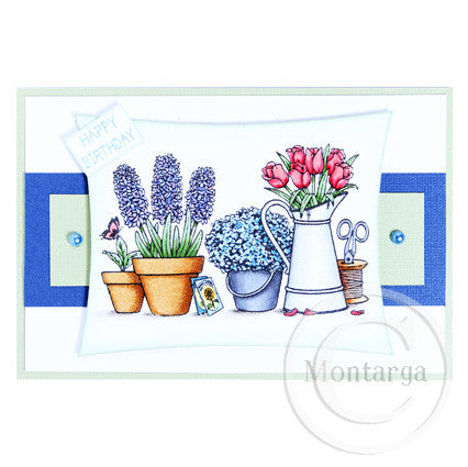 3283 GG - Flower Pots Rubber Stamp
