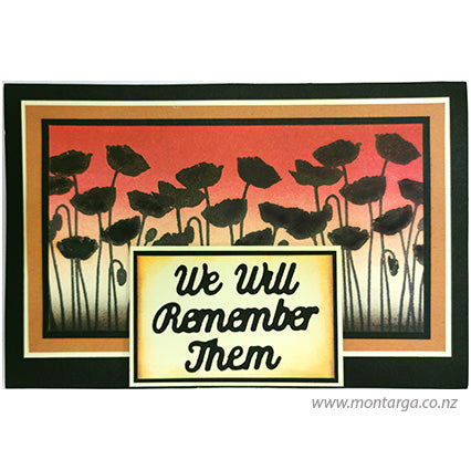 Card Sample - Anzac Poppies - sponged background