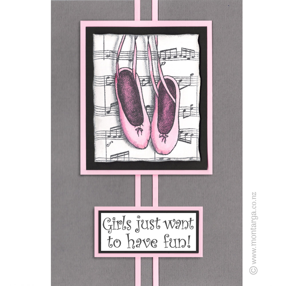 2972 B - Girls Just Want to Have Fun Wording Rubber Stamp