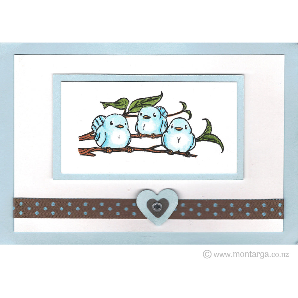 1328 Birds On Branch Rubber Stamp