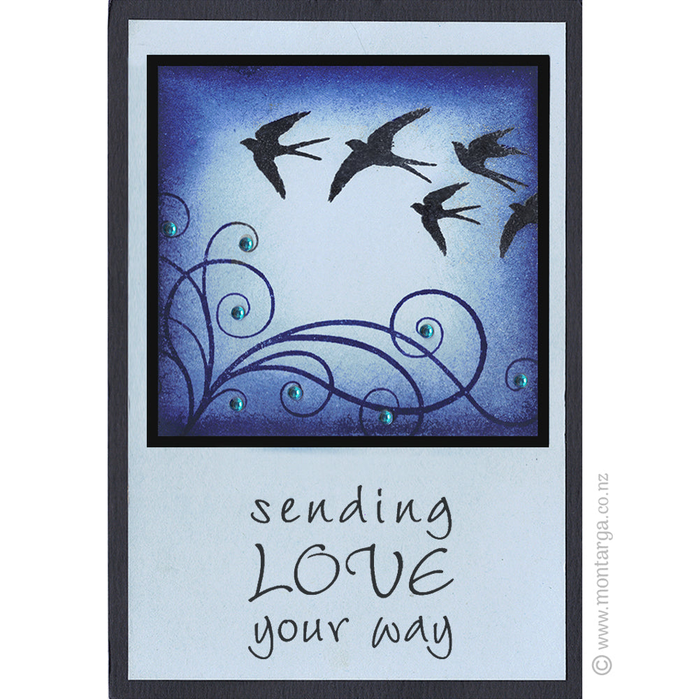 1383 FF Silhouette Birds Rubber Stamp