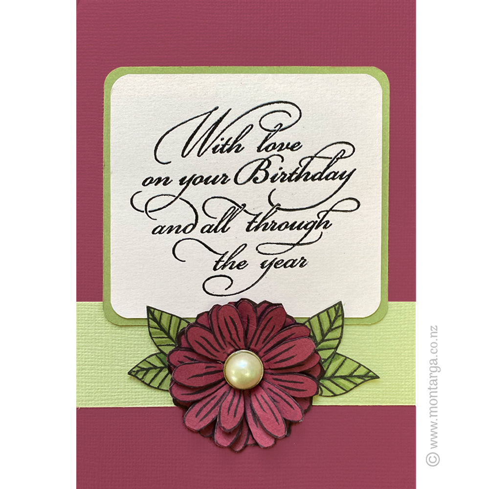 2738 G - With Love On Birthday Wording Wording Rubber Stamp