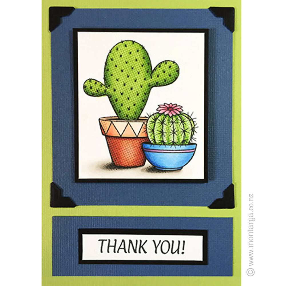 Card Sample - Cactus - Blue and Green