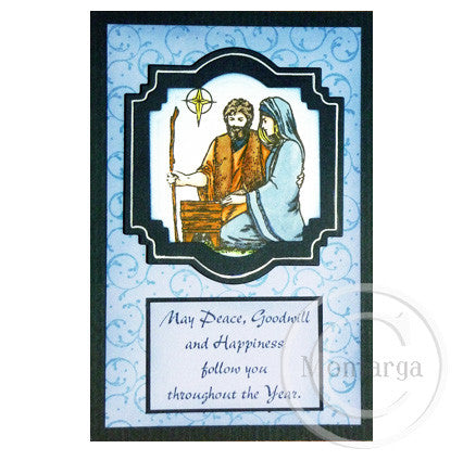 2161 E - Peace, Goodwill and Happiness Wording Rubber Stamp