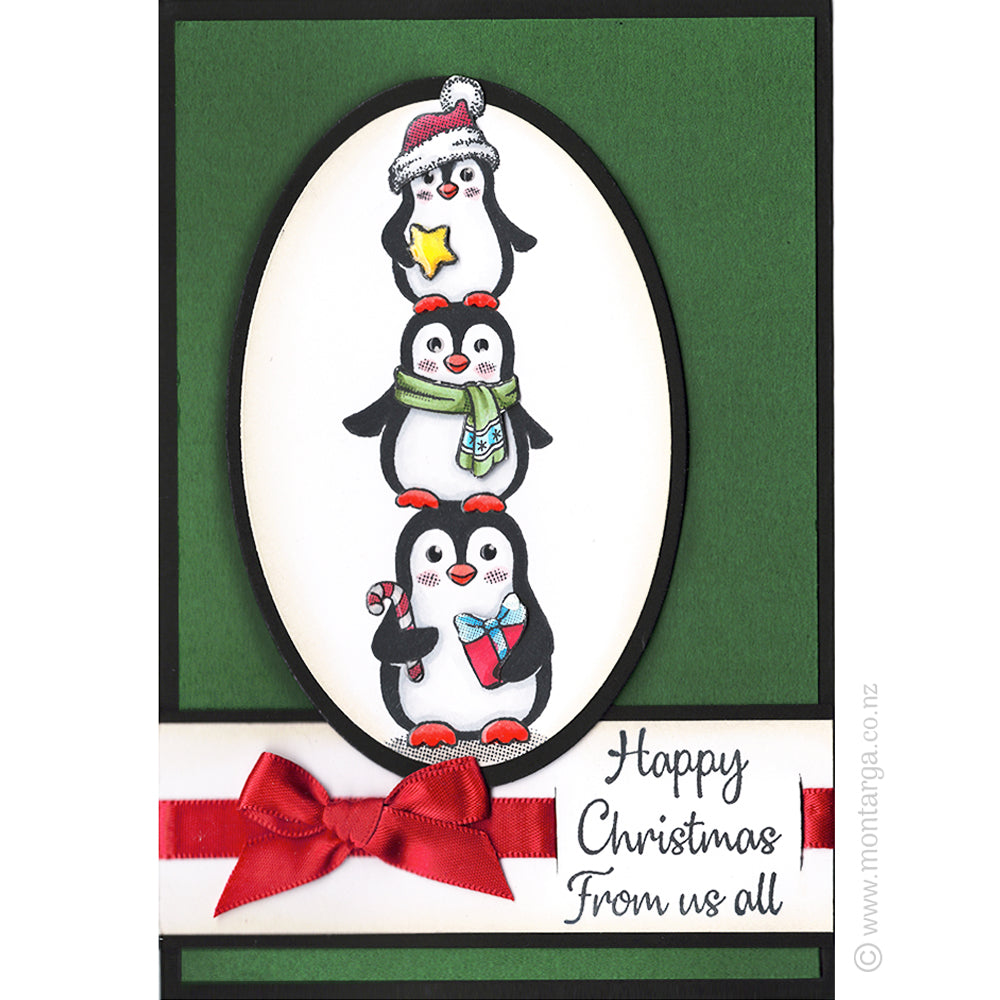 Card Sample - Christmas Penguins - Green