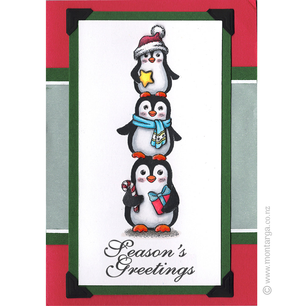 Card Sample - Christmas Penguins - Red