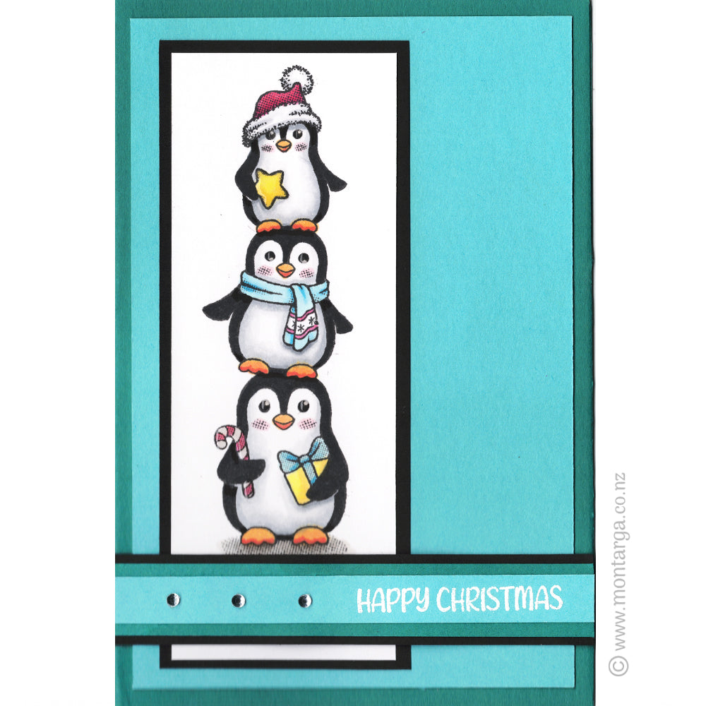 Card Sample - Christmas Penguins - Teal