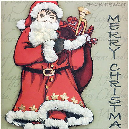 Card Sample - Santa - Fluffy Vintage