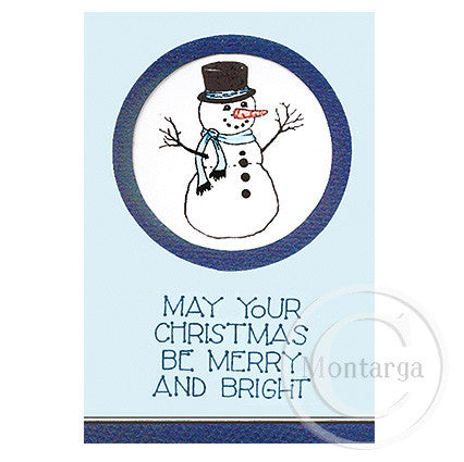 2126 E - Merry And Bright Wording Rubber Stamp