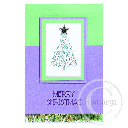 2140 B - Merry Christmas Wording Rubber Stamp