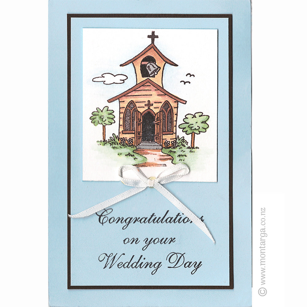 3010 E - Congratulations  Wedding Day Wording Rubber Stamp