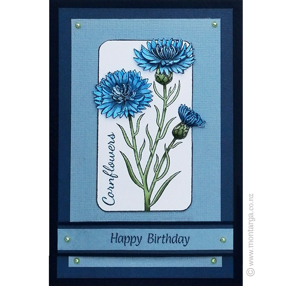 Card Sample - Blue Cornflowers