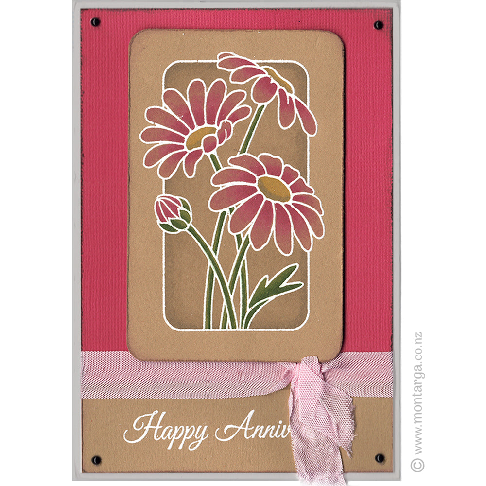 3296 GG - Daisies in Frame Rubber Stamp